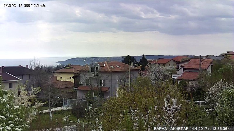 Варна вилна зона  Акчелар, уеб камера на живо времето, район Приморски, нос Галата, Черно море камерите
