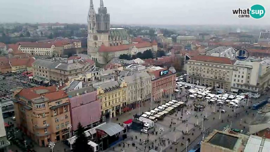 Загреб времето на живо уеб камера, столицата на Хърватия, център площад, на река Сава, трафик, live webcam
