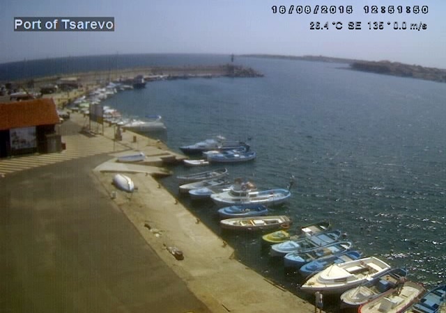 град Царево времето на живо уеб камера от морски курорт, пристанище, залив на Черно море, live online camera