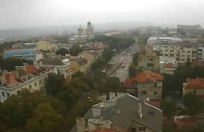 Варна времето уеб камера на живо Център Катедрала, Храм, булевард 'Съборни', бул. 'Владислав Варнрнчик' трафик улици кръстовище, kamerite